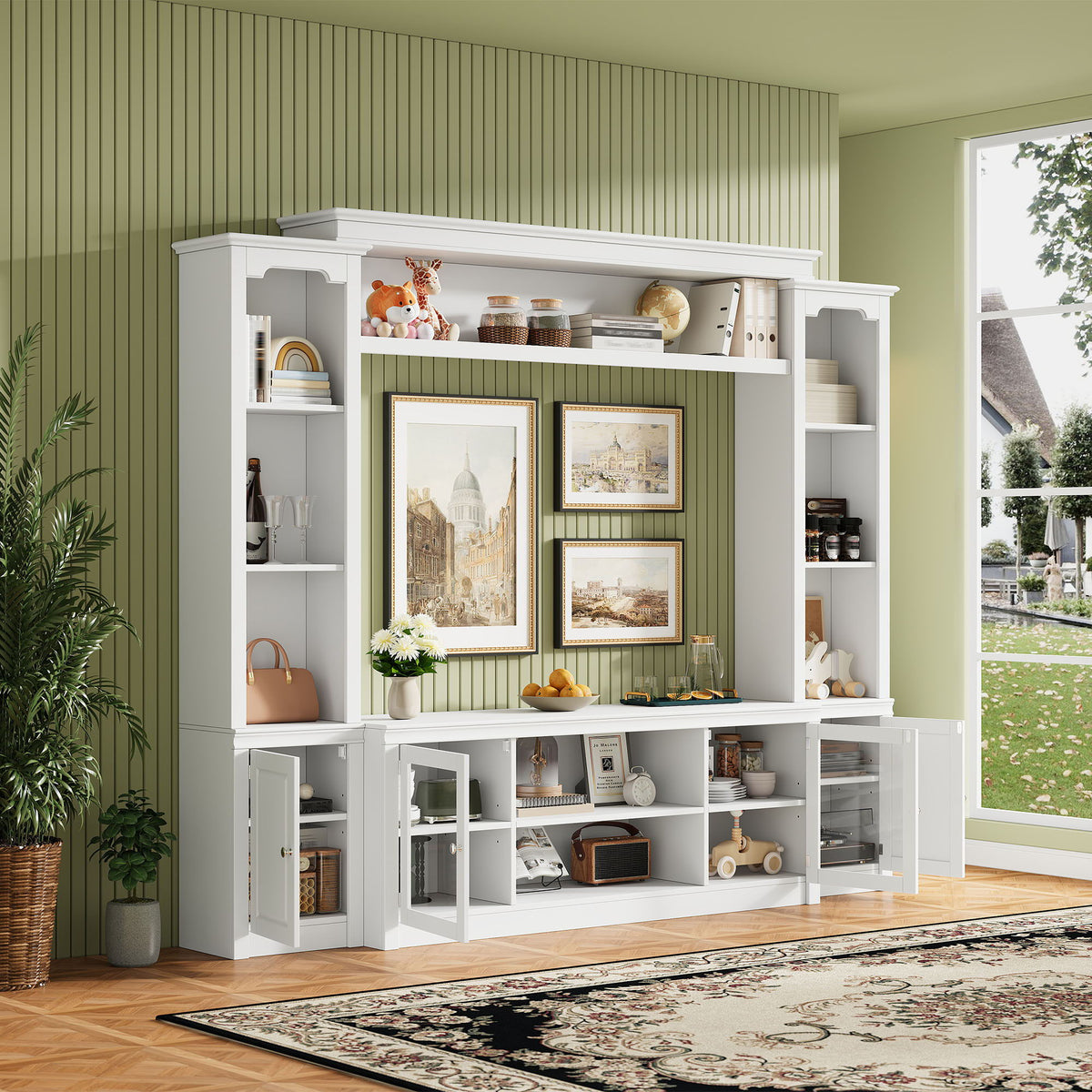 All-In-One TV Stand with Bookcase for TVs Up To 65" - Black or White