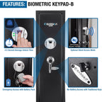 9.33 Cubic Ft Tall Biometric Rifle Safe with Quick Access - Black