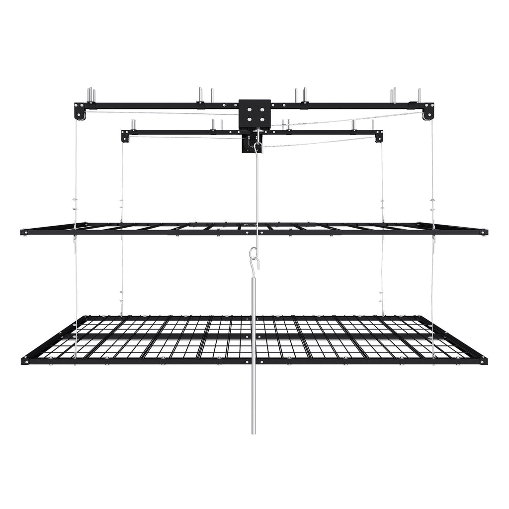 Overhead Garage Storage Rack with Crank System - Black or White