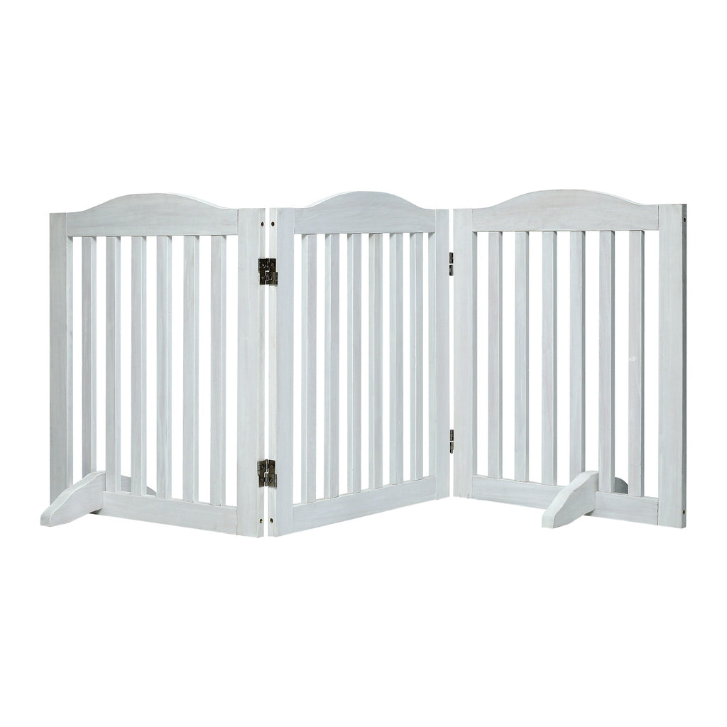 Wooden Freestanding Foldable Pet Gate with Solid Wood Construction - 24 Inch