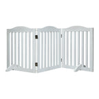 Wooden Freestanding Foldable Pet Gate with Solid Wood Construction - 24 Inch
