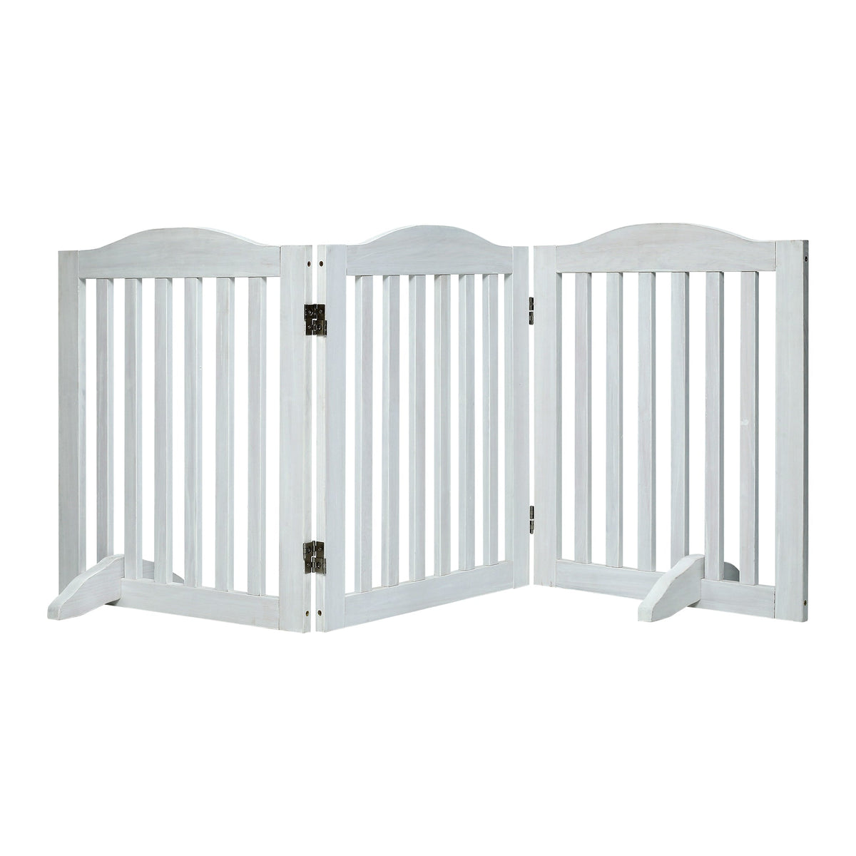Wooden Freestanding Foldable Pet Gate with Solid Wood Construction - 24 Inch