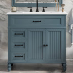 Bathroom Vanity With Sink and Drawers - Freestanding Solid Wood Cabinet