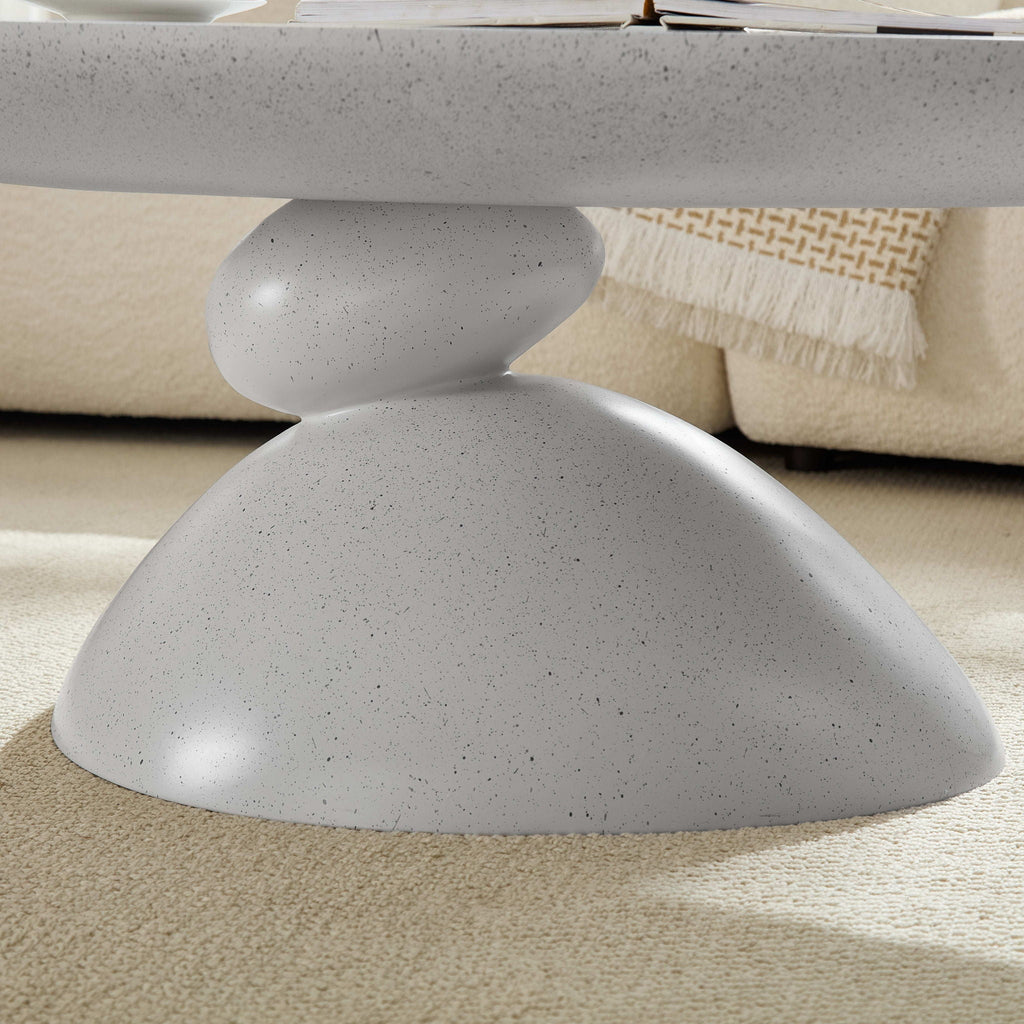 Lucky Stone Shaped Table with Sculptural Base – White, Black, or Gray