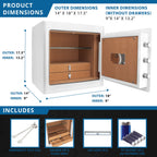 Durable Construction Jewelry Safe with Fireproof Protection - White or Black