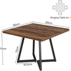 Square Dining Compact Kitchen Table with Industrial Metal Frame - Brown / Black