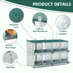 8 Compartment Chicken Nesting Boxes with Wall Mount - Green