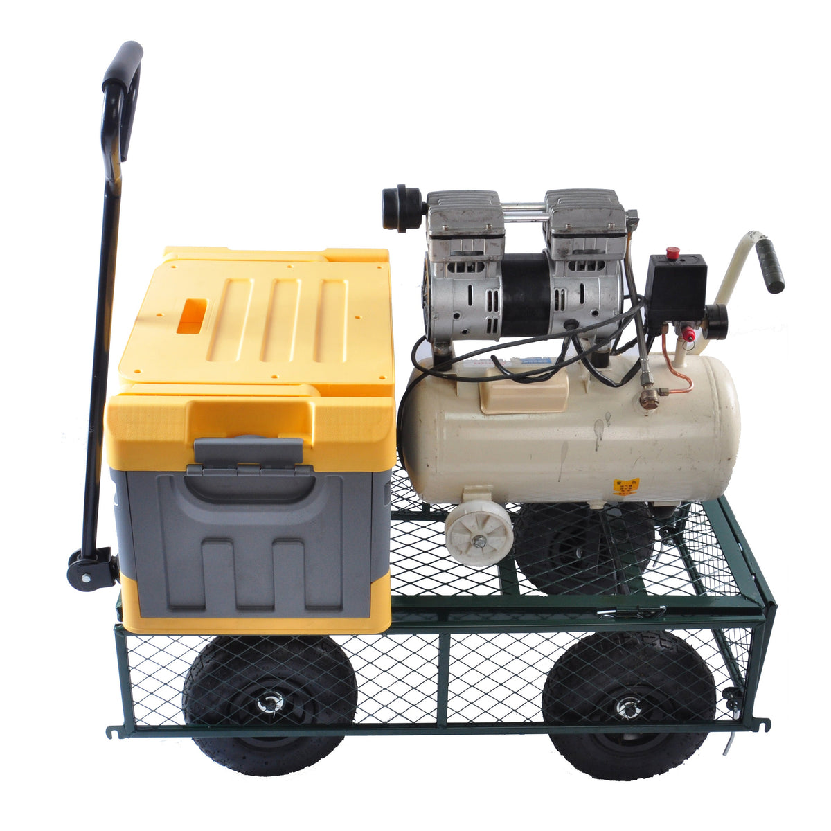 Green Outdoor Wagon Cart with Foldable Steel Frame - 550 lb Capacity