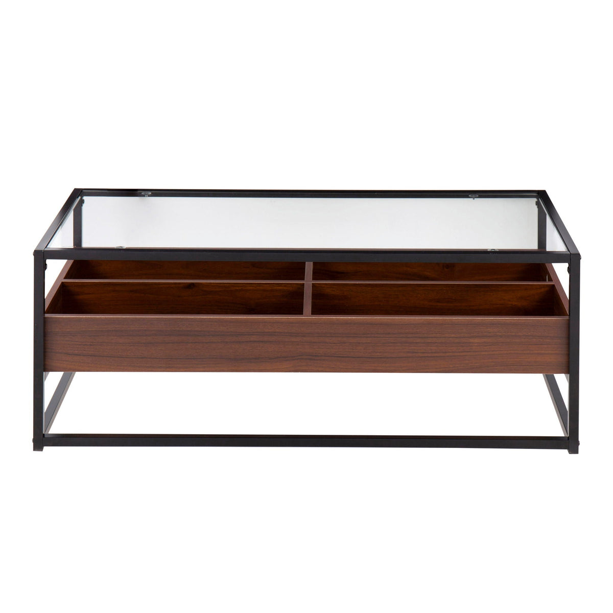 Contemporary Coffee Table with Tempered Glass Top - Beige or Dark Brown