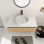 36'' Wall Mounted Bathroom Vanity with Resin Sink - Light Coffee