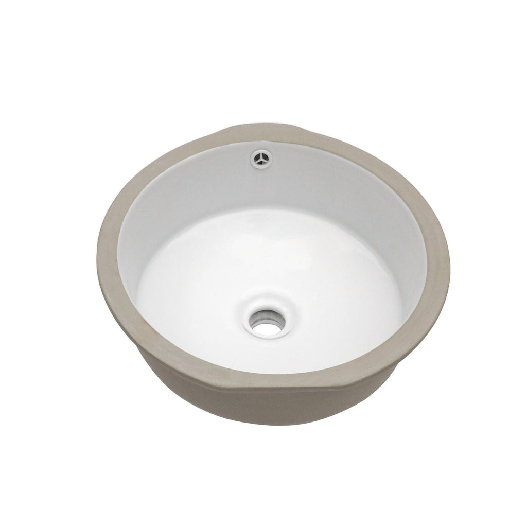 Ceramic Round Undermount Bathroom Sink with Overflow - White