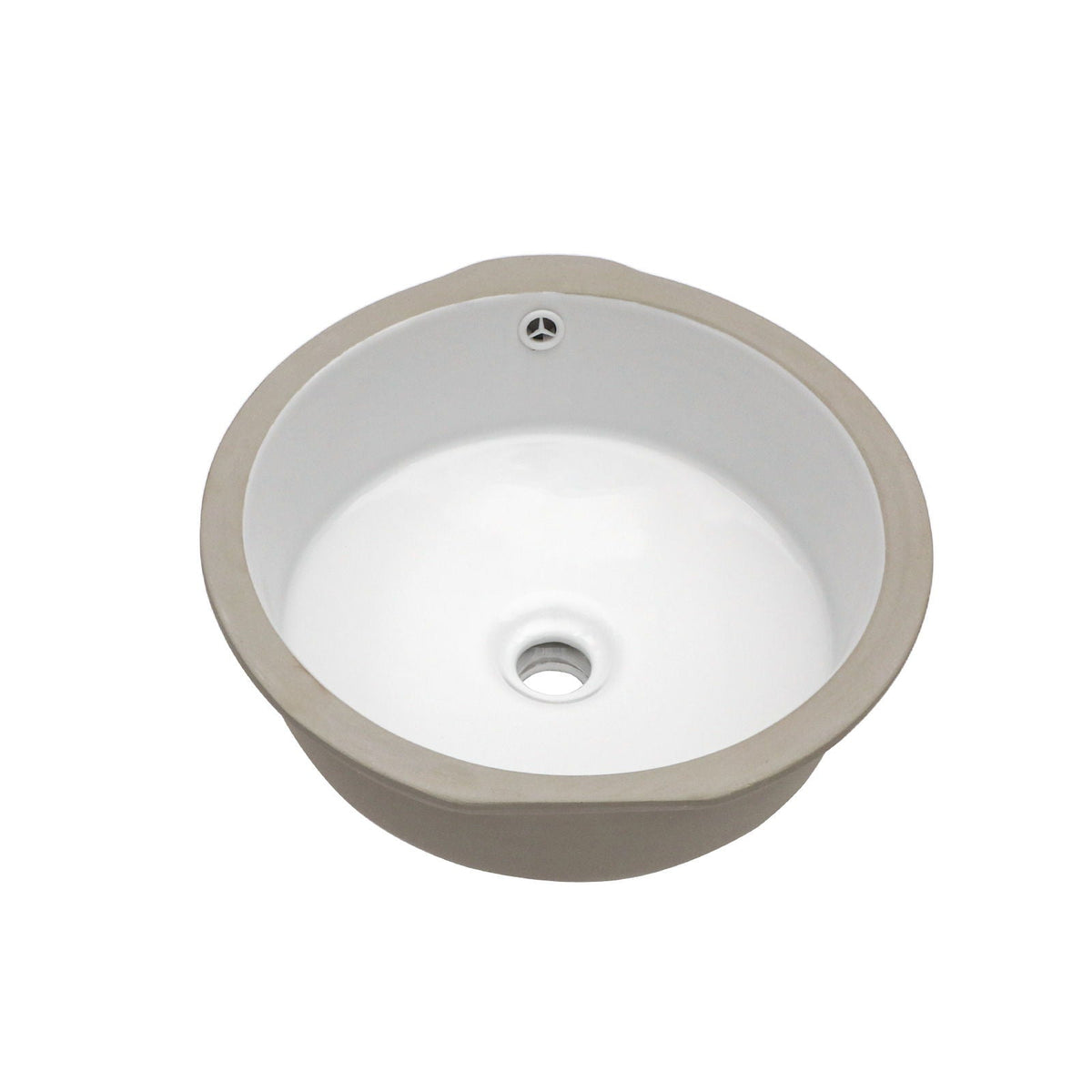 Ceramic Round Undermount Bathroom Sink with Overflow - White