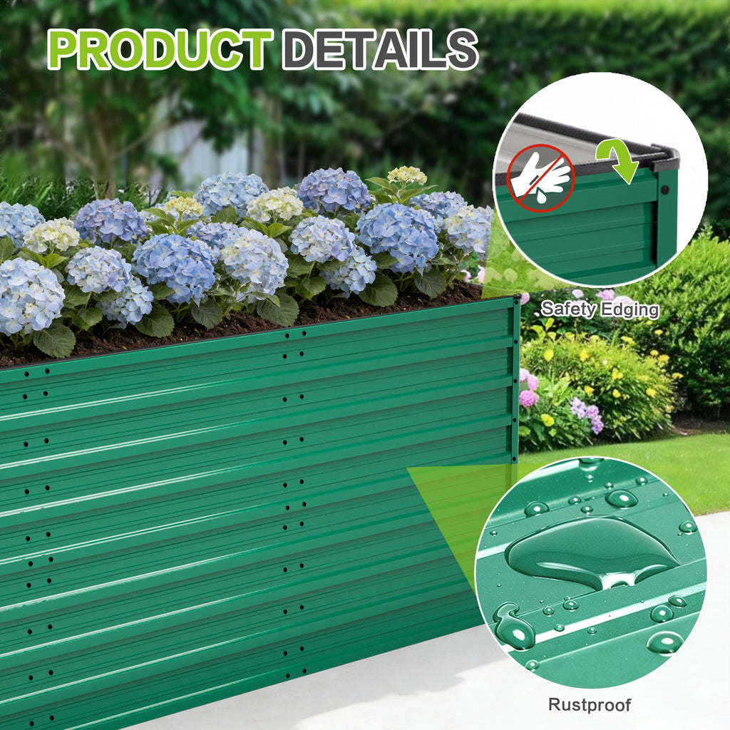 Ergonomic Metal Raised Garden Bed 2-Pack with Open Base - Green
