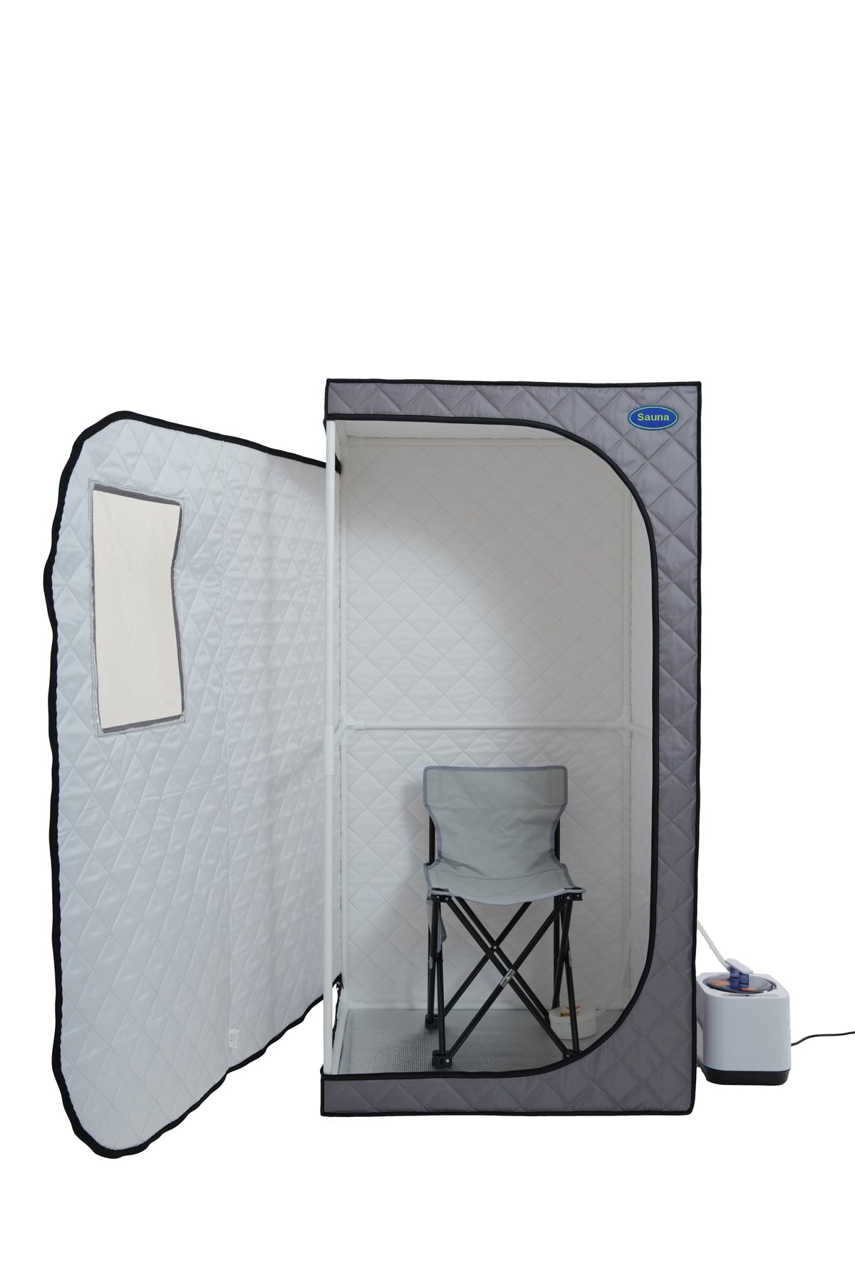 Portable Grey Steam Sauna Tent with Remote Control and Chair