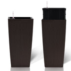 Indoor Outdoor Planter with Automatic Watering System - Dark Brown, Black, or White