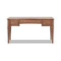 Brown Executive Desk with 3 Drawers - Satin-Gold Hardware