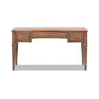 Brown Executive Desk with 3 Drawers - Satin-Gold Hardware