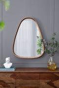 Irregular Mirror With Frame Wall Mirror - Brown