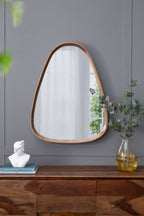 Irregular Mirror With Frame Wall Mirror - Brown