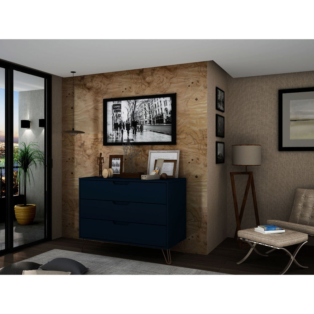 Rockefeller 3 Drawer Dresser with Splayed Legs - Multiple Colors