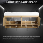 Modern Bathroom Vanity Combo with Single Resin Sink and Storage Cabinet - Light Brown