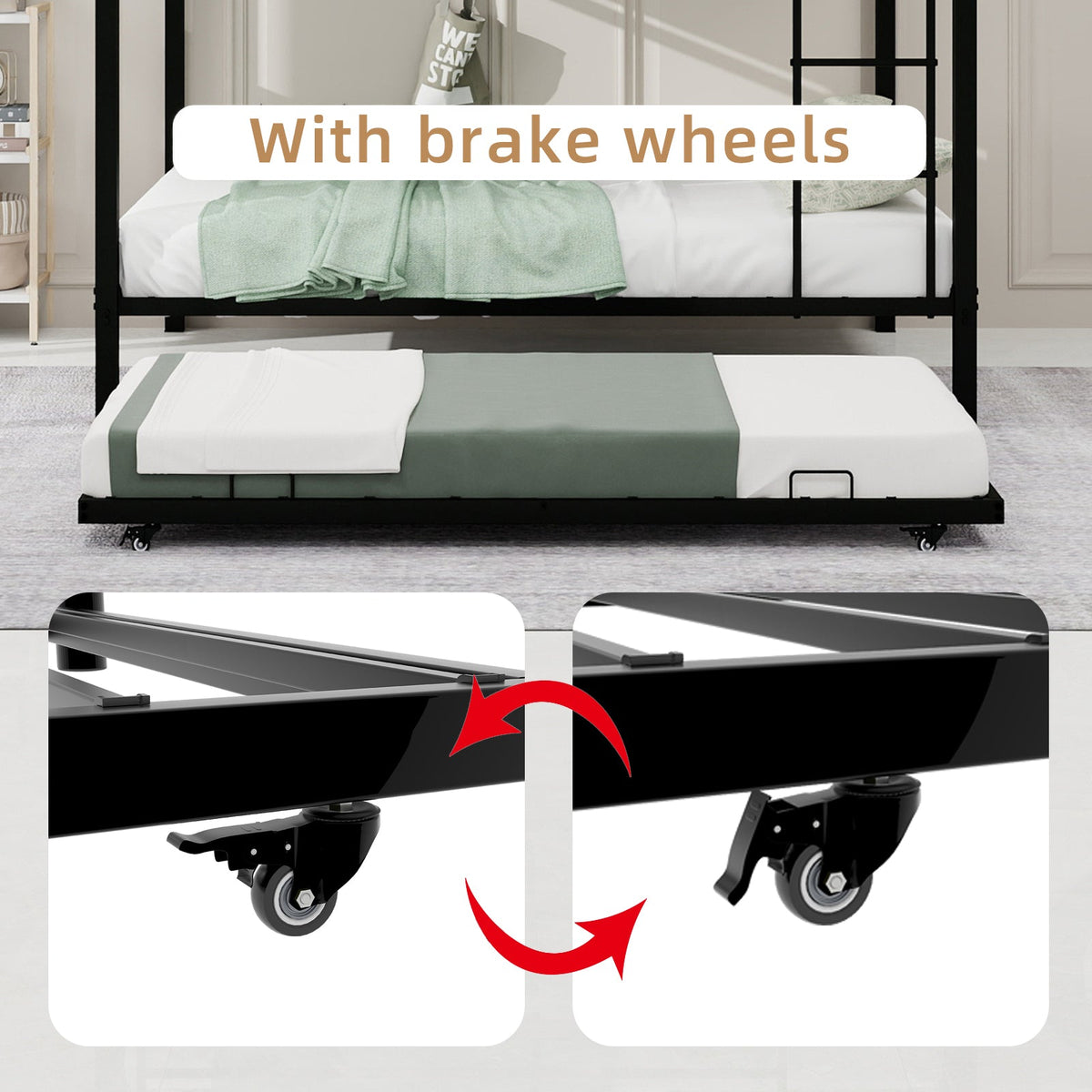Iron Full-Size Bunk Bed with Safety Rails - Modern Minimalist Design