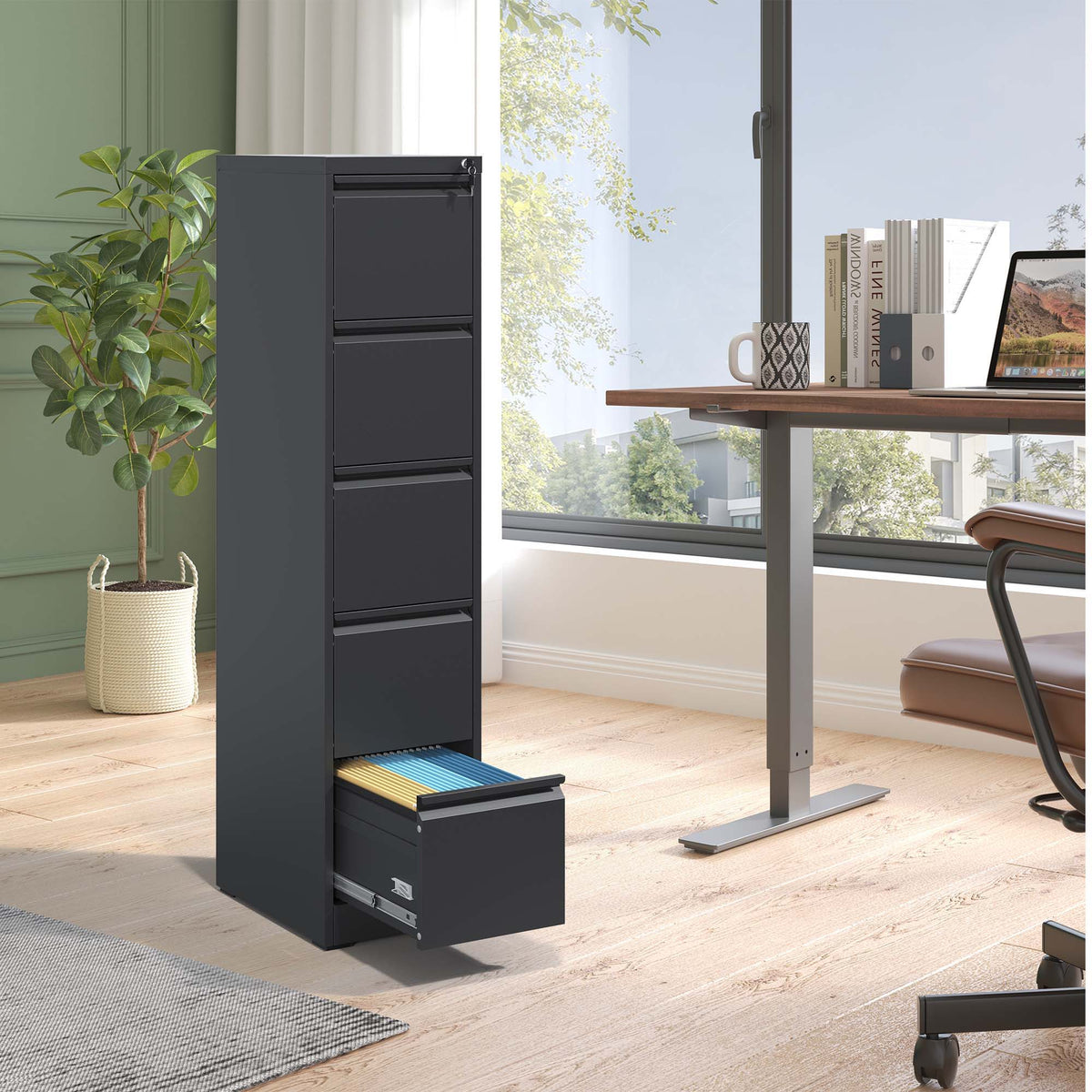 Steel Vertical File Cabinet with Lock – Multiple Sizes - Black or White