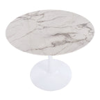 Modern Dining Table with Marble Top and Pedestal Base - White or Black