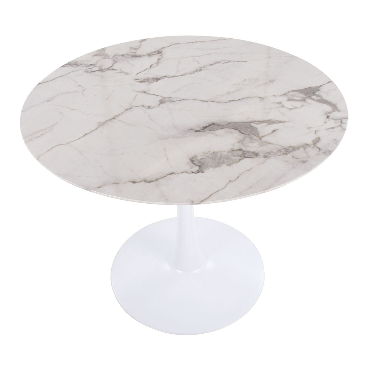 Modern Dining Table with Marble Top and Pedestal Base - White or Black