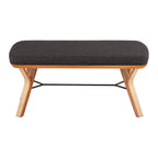 Mid Century Upholstered Bench with Cushioned Seat - Gray, Beige, Dark Gray