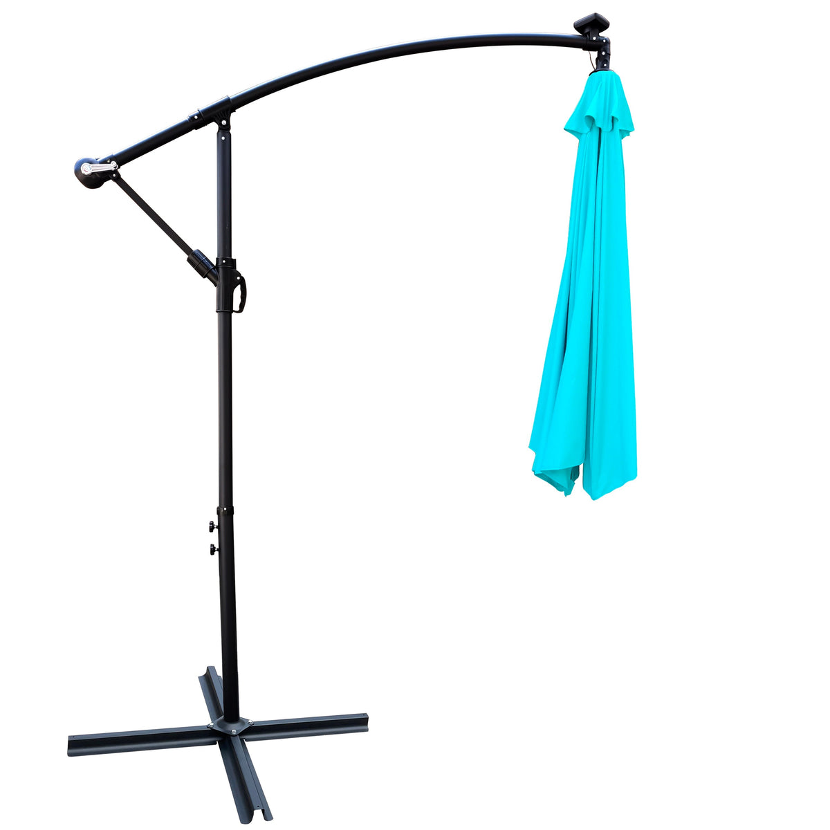 10 ft Outdoor Patio Umbrella with Solar LED Lighting - Turquoise