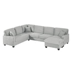 U-Shaped Upholstered Sectional Sofa with Movable Ottoman