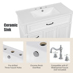 Bathroom Vanity With Sink and Drawers - Freestanding Solid Wood Cabinet