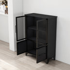 Storage Cabinet With 4 Iron Doors - Black