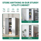 Heavy Metal Garage Storage Cabinet with Locking Doors - Black or White