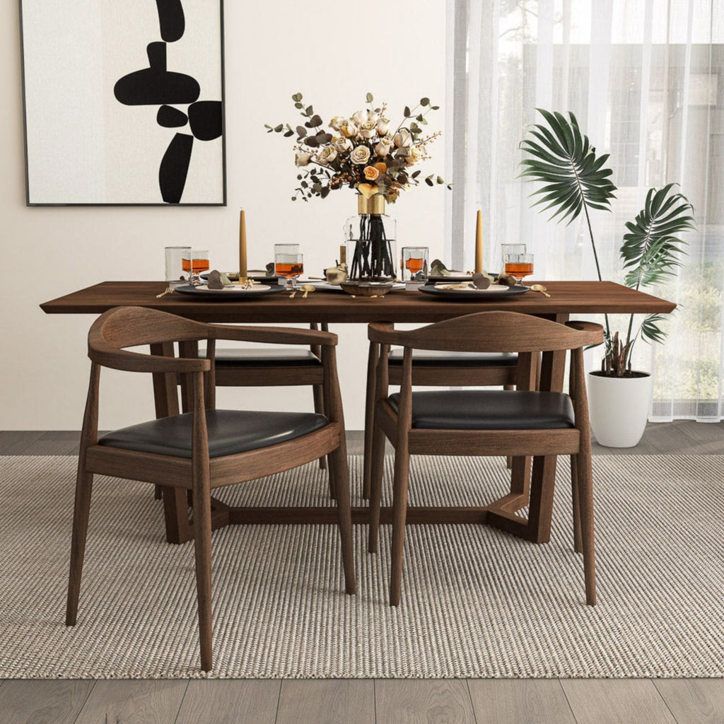 Mid-Century Modern Dining Chair with Armrests - Dark Gray or Dark Brown