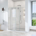 Frameless Single Sliding Shower Door with Stainless Steel Rollers - Chrome
