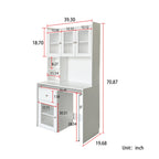 Computer Desk with Glass Door – Ample Storage and Workspace - Brown