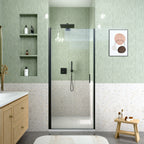 Semi-Frameless Pivot Shower Door with Soft-Close - Matte Black