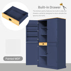 Large Freestanding Kitchen Pantry Storage Cabinet with Adjustable Shelves - Blue, Gray, White