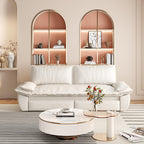 3-in-1 Convertible Velvet Sofa Bed with Queen Pull Out Sleeper - Beige/White