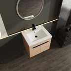 Bathroom Vanity Set with Resin Countertop Sink and 2 Doors - Light Brown Oak