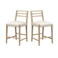 Ladder Back Counter Stool Set with Upholstered Seats - Farmhouse Style