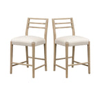 Ladder Back Counter Stool Set with Upholstered Seats - Farmhouse Style