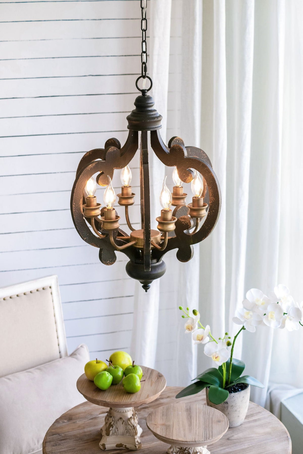 Farmhouse Chandelier with Adjustable Chain - Multiple Colors