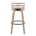 Mid Century Modern Fixed Height Barstool Set with Swivel and Footrest - Beige or Black