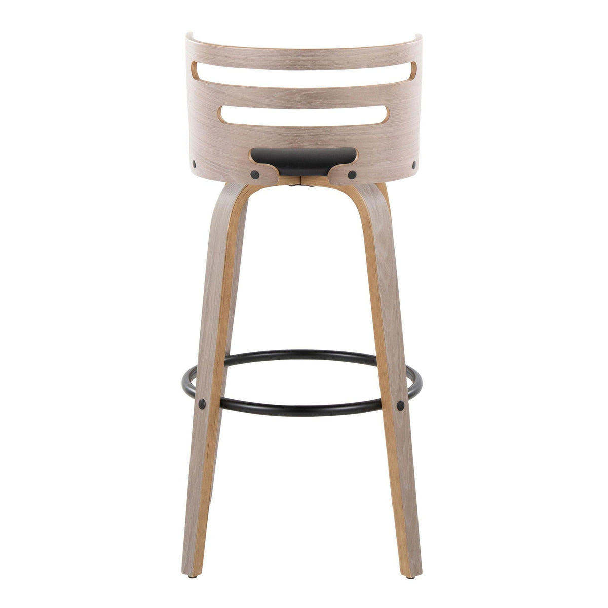 Mid Century Modern Fixed Height Barstool Set with Swivel and Footrest - Beige or Black