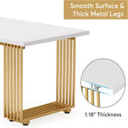 White Executive Desk with Gold Metal Legs - 70.87" Wide