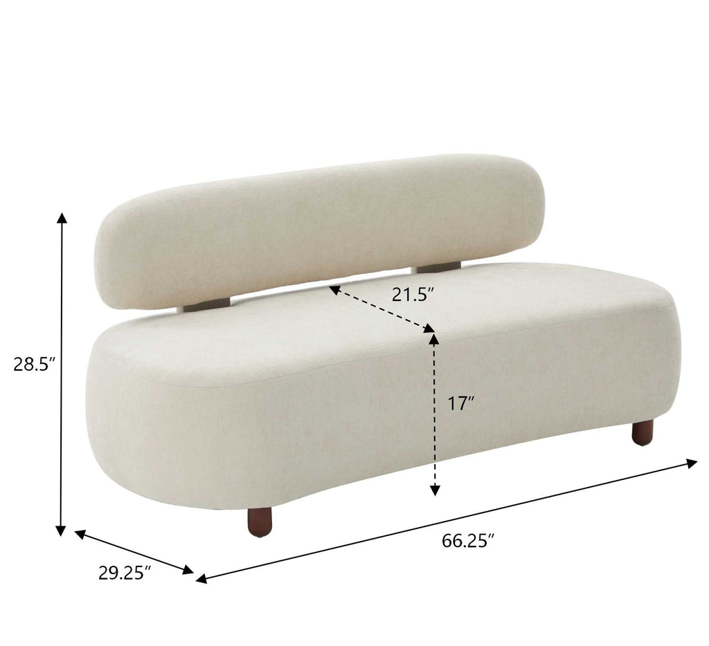 Modern Curved Upholstered Chenille Sofa with Wood Frame - Beige or Nomad