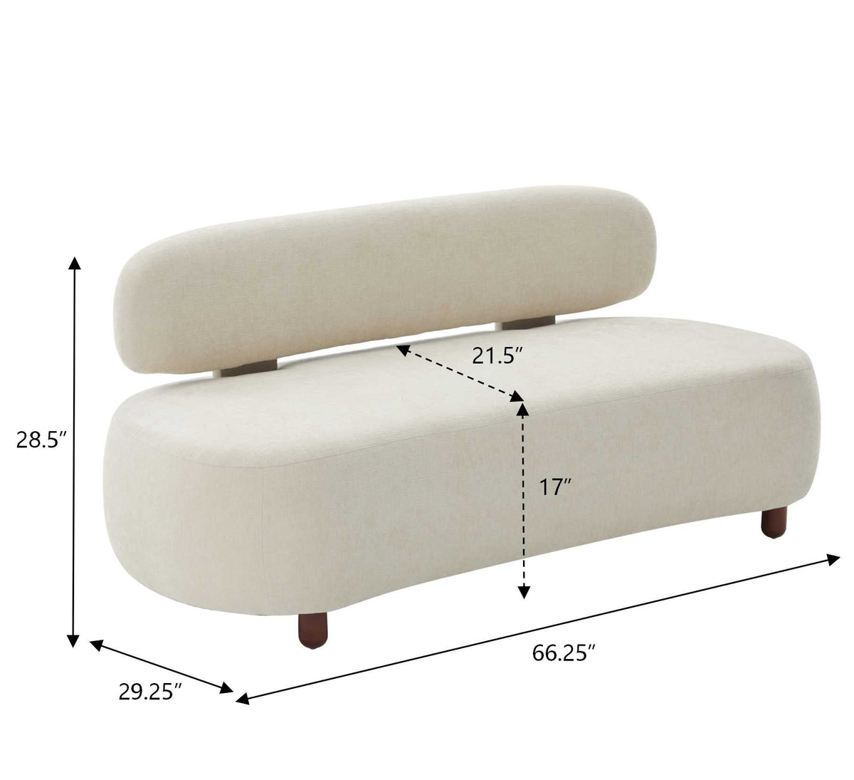 Modern Curved Upholstered Chenille Sofa with Wood Frame - Beige or Nomad